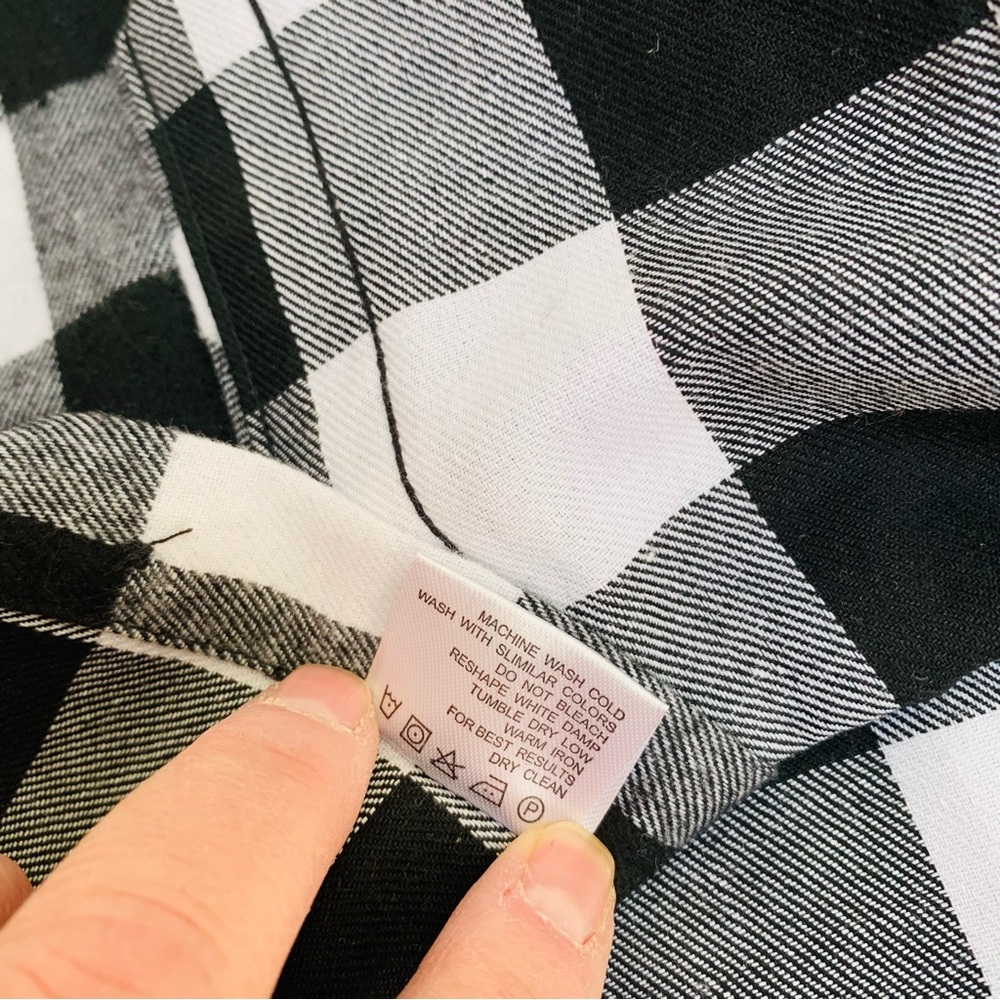 Design in Italy Black and White Buffalo Plaid Men's Shirt large/tall - Picture 6 of 7